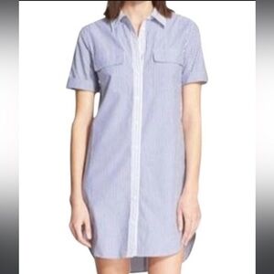 Equipment Blue and White Striped Shirt